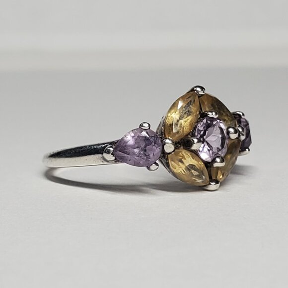 Amethyst & Citrine Gemstone Ring, Size 8 - Picture 3 of 8